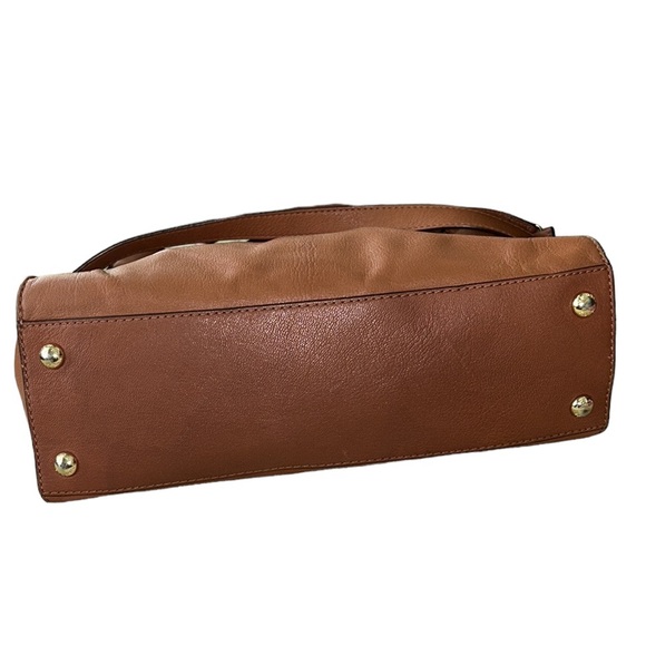 Michael Kors Hamilton Brown Tan Leather Gold Chain Strap Tote Shoulder Bag - Picture 11 of 15